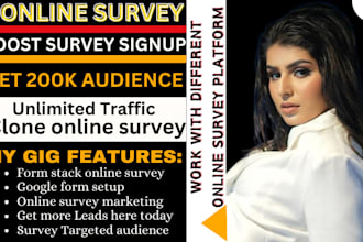 online form quiz survey 5000 audience to fill using jotform, google forms