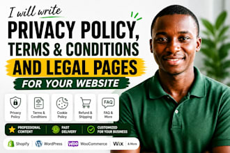 write gdpr privacy policy, terms and conditions and legal pages for your website