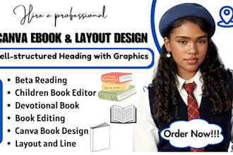 design ebook formatting and layout book cover design on canva