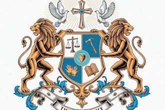 creative church seal logo design, bishop crest or coat of arms