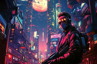 do illustration of futuristic cyberpunk city