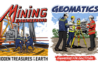 draw comic illustrations with engineering themes