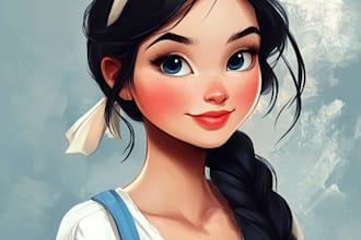 draw you a beautiful portrait disney cartoon style