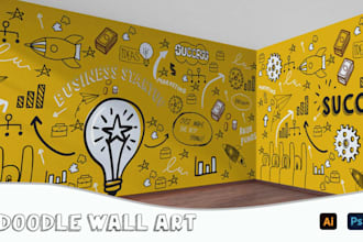 creat mural, doodle wall art for home, office and restaurant