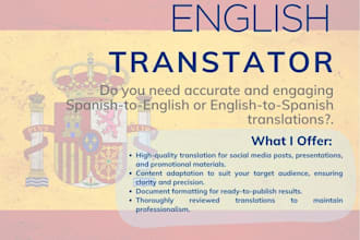 provide accurate spanish to english and english to spanish translations