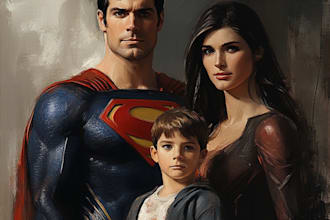 draw family superhero portraits for you