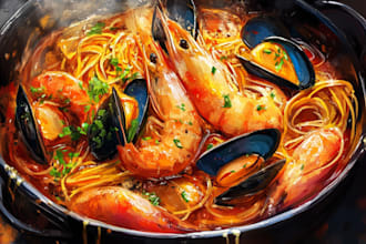 paint realistic digital oil paint food illustration