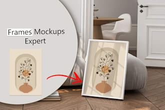 create canvas frame mockup placement for your wall art