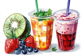 paint food, product commercial watercolor illustration