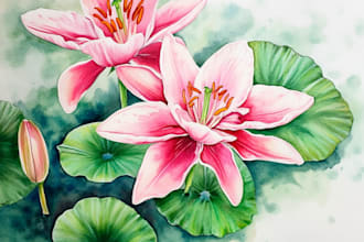 paint flower, animal or insect watercolor illustration