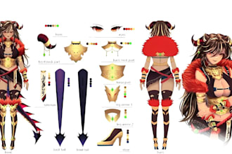 draw character sheet reference for your original character vtuber live2d model