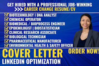 write biotechnology resume, medical scientist, bioprocess, biomedical engineer