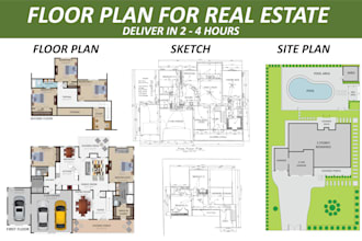 draw or redraw 2d floor plan for real estate agent in 3 hour