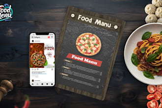 design a professional, modern restaurant food menu, or cafe menu