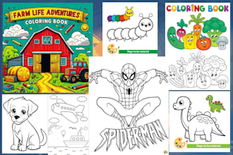 create coloring books for kids adults, bold and easy coloring book cover kdp