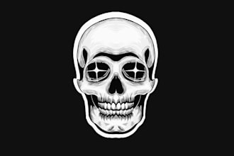 create illustration skull for tshirt and the other