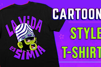 illustrate personalized cartoon for t shirts
