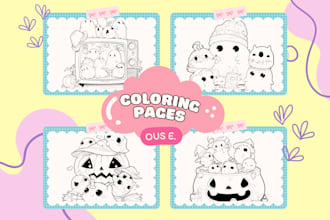 design cute and fun kawaii coloring book pages for all ages