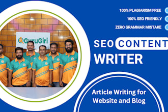 be SEO content writer for your website and blog article writing