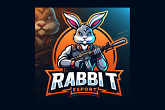 do awesome rabbit esport mascot logo with free source file