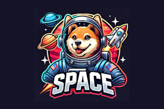 do modern space shibainu mascot logo for your company