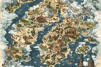 create event, tourist, and fantasy map illustration