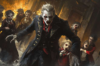 make a fantasy horror character art and illustration