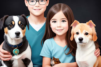 draw a portrait of your pets and children