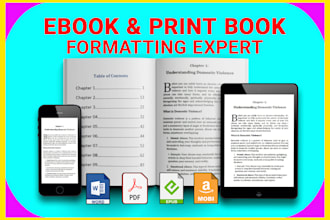 do ebook formatting, paperback formatting for amazon KDP, ingramspark, lulu