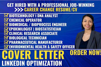 write biotechnology resume, medical scientist, bioprocess, biomedical engineer