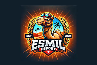 design modern camel esport mascot logo with express delivery