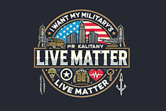 design a bold and impactful military lives matter text style logo