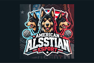 make american alsatian mascot logo with unlimited revisions