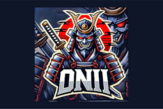 do creative oni samurai warrior mascot logo with new concept