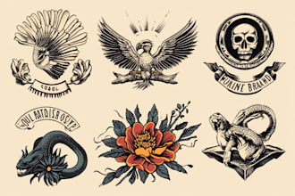 make old school or traditional style tattoo logo design