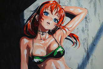 draw anime art and colored manga illustration