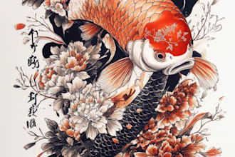 create your japanese custom tattoo design and illustration
