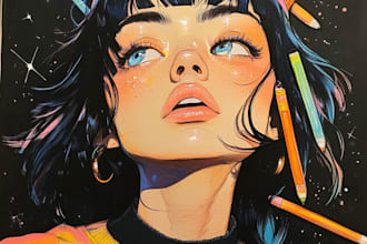 draw your cartoon, anime, pop art, freestyle drawing