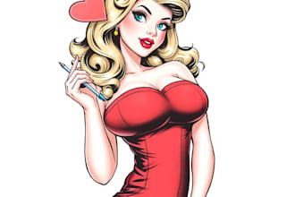 create a pin up girl and pin up girl illustration