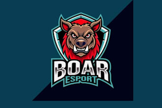 design high quality pig esport mascot logo with my fastest delivery