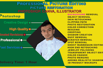 do old or damaged pictures restoration, photo cleanup, and image touchup