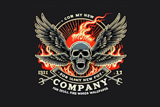 design skull fir wings wallpaper logo with source file in 12 hours