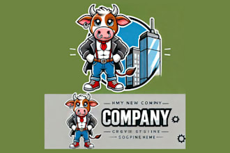 design creative cow mascot logo for your business