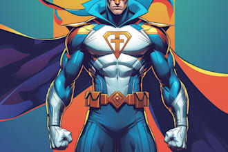 create concept art superhero character design for comics