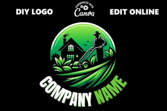 make tree care, grass trimming, lawn care, landscape logo