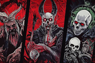 draw detailed dark art illustration with engraving style