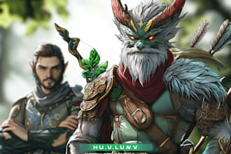 create fantasy character design use d and d, illustration