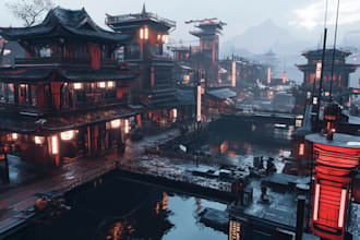 do cyberpunk scifi futuristic city for your project