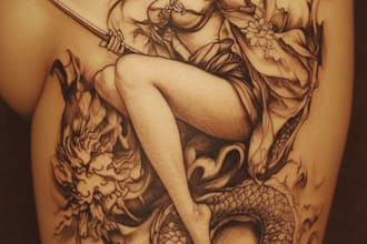 do a tattoo design in japanese style