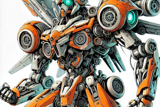 design unique mecha robot art for you